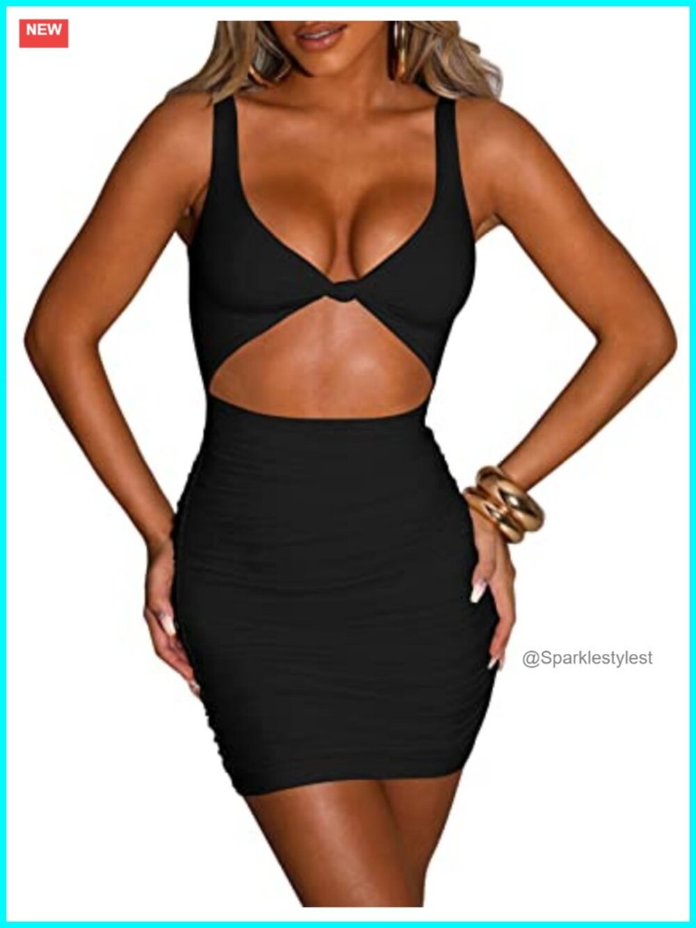 Sexy Bodycon Mini Dress Sleeveless Deep V-Neck Cut Out Party Club